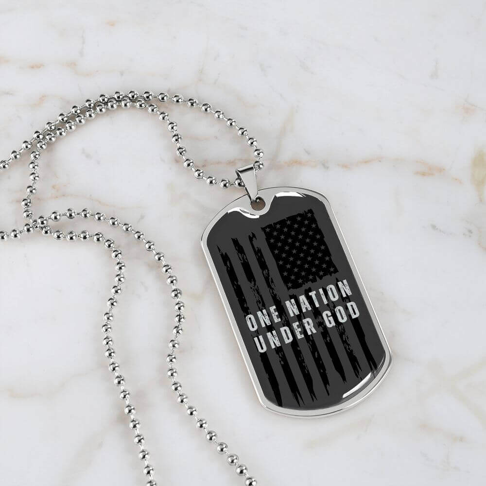 Christian Gifts For Men -  One Nation Dog Tag Necklace 19DTN