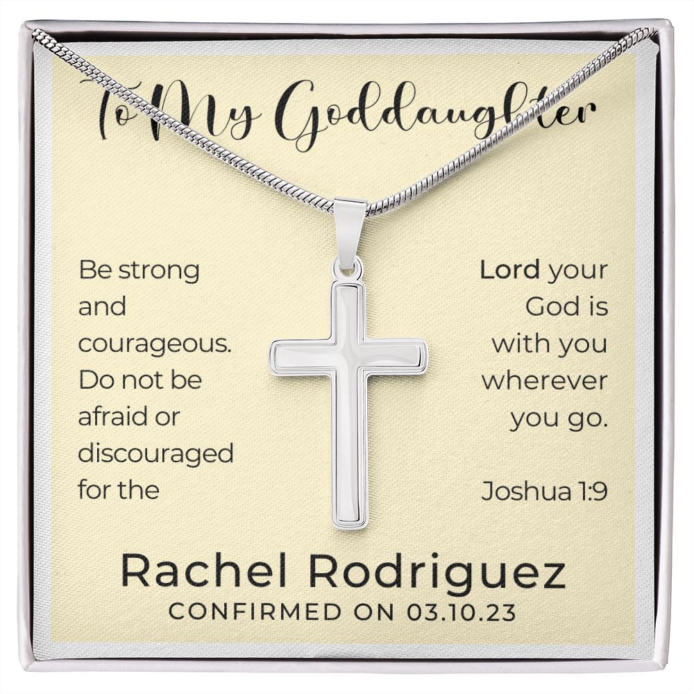 Personalized Confirmation Gift for Girl - Goddaughter | Cross Stainless Steel Necklace 0822T2SSCN