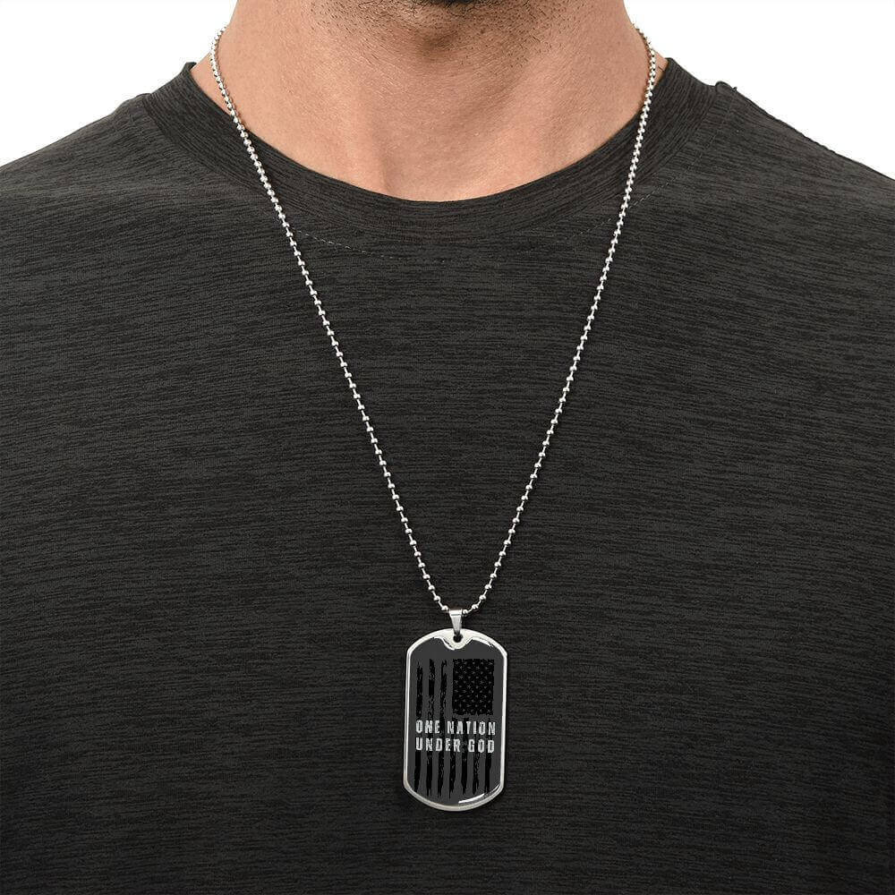 Christian Gifts For Men -  One Nation Dog Tag Necklace 19DTN